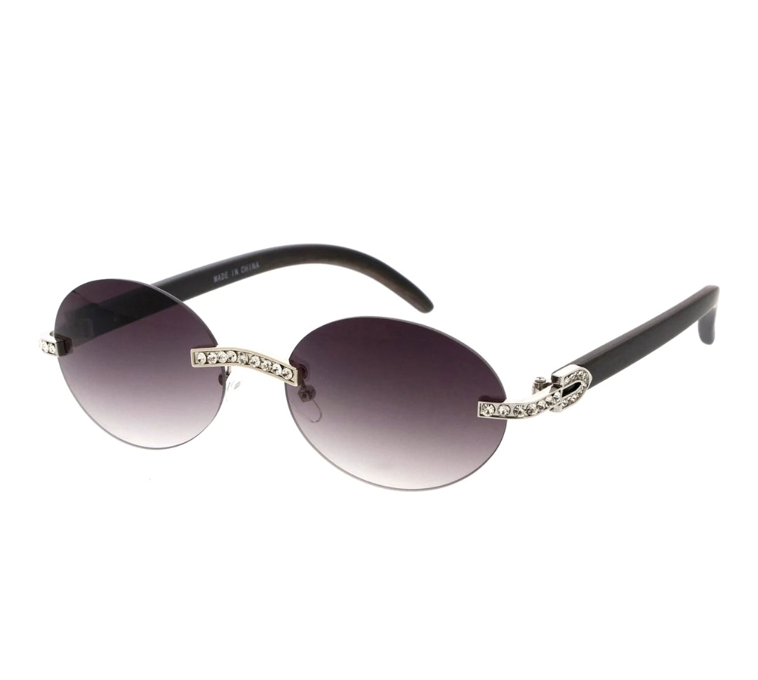 Rhinestone Oval Shaped Sunglasses