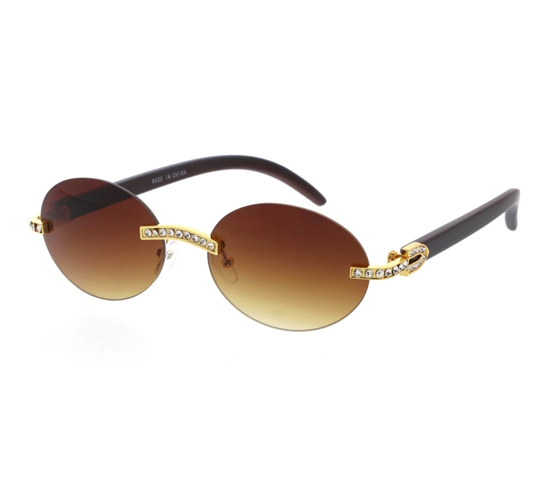 Rhinestone Oval Shaped Sunglasses