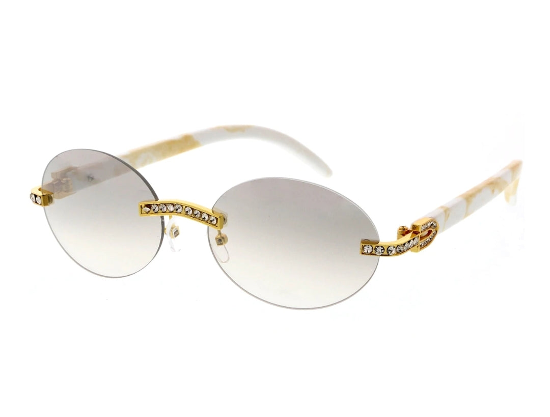 Rhinestone Oval Shaped Sunglasses