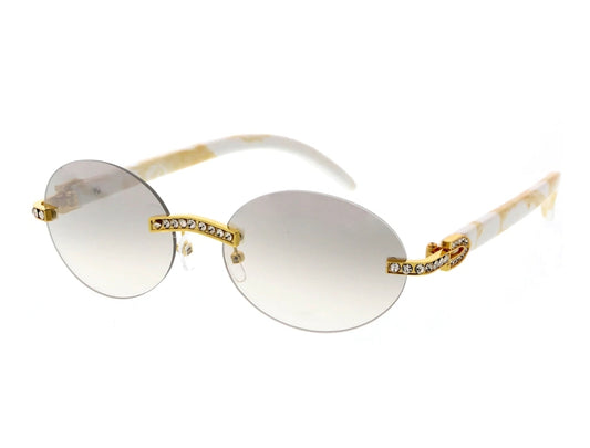 Rhinestone Oval Shaped Sunglasses